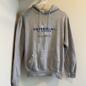 Official UNIVERSAL STUDIOS HOLLYWOOD Hoodie Sweatshirt Gray Blue Letters Size S?